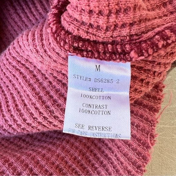OLI & HALI plaid and waffle pink/rust color, size small, frayed seam Women’s M - Picture 9 of 10